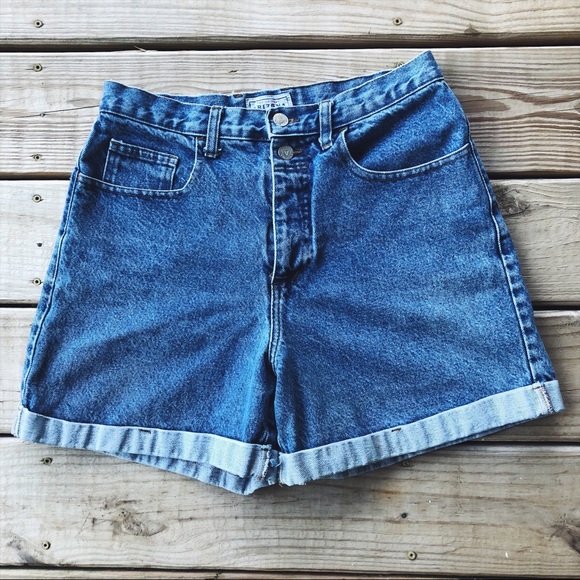 Vintage Pants - 🌙 Vintage 90’s High Waisted Jean Cuffed Shorts